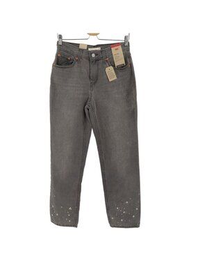 NEW Levis Women 26 Low Pro Straight Leg Mid Rise Gray Bleached Denim Jeans